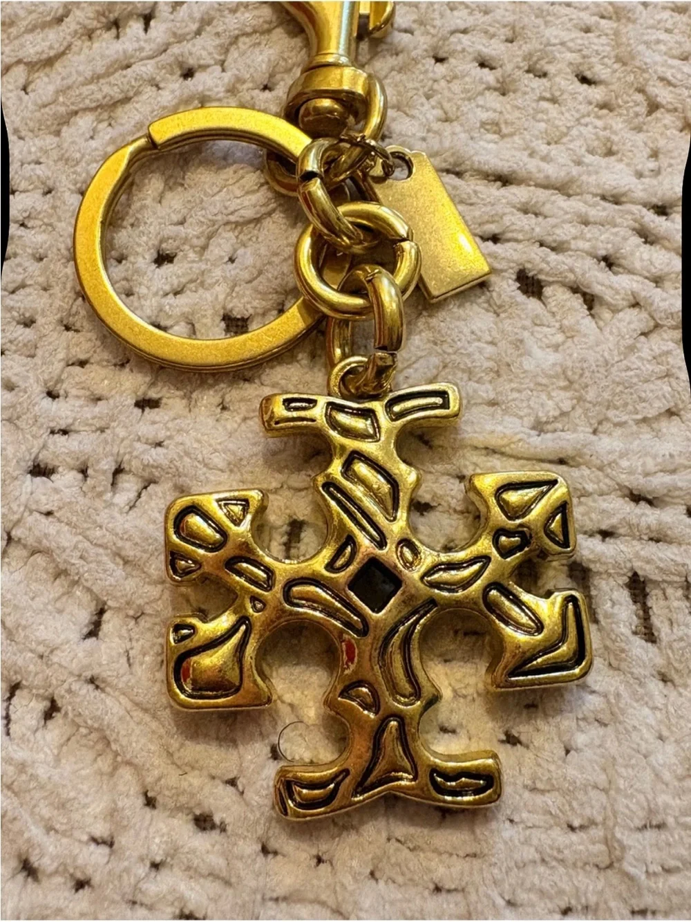 Tory Burch Gold-Tone Cross Charm Key Ring